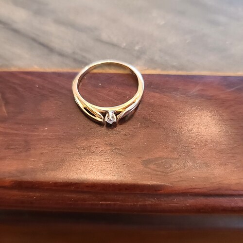 Sweet Little 14K shops Yellow Gold and Diamond Promise or Engagement Ring
