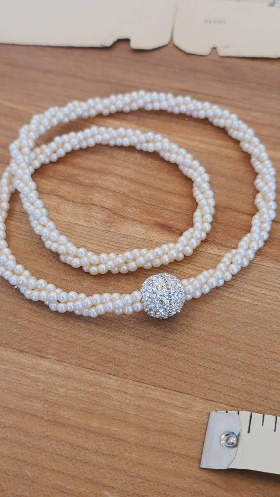 Multi Strand Twisted Seed Pearl Necklace With Closure Etsy