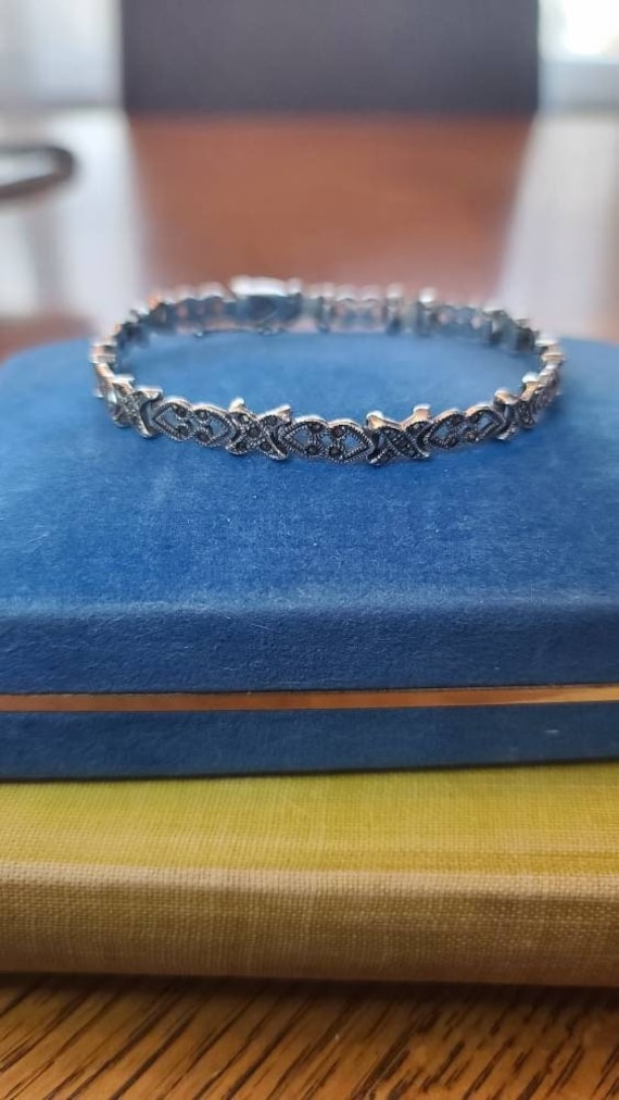 Nice Sterling Silver and Marcasite Tennis Bracelet