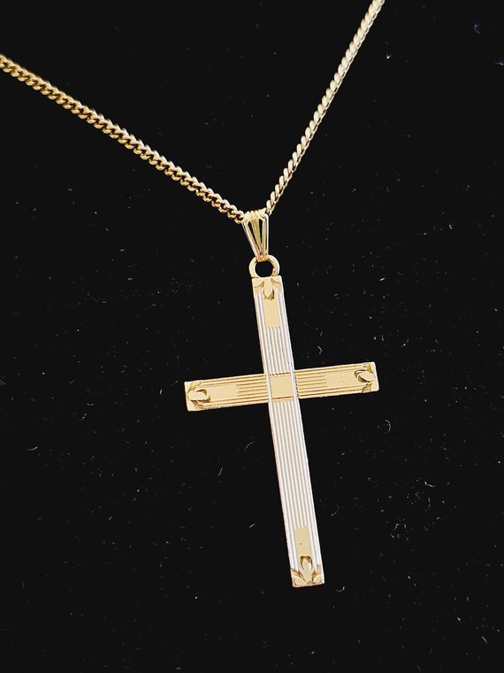 Nice Vintage Gold-Filled Cross Pendant Necklace - image 4