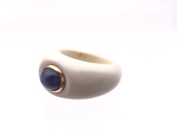 Unique White Porcelain Ring with 10 K Yellow Gold… - image 2