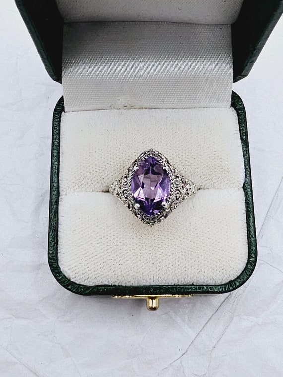 Beautiful Sterling Silver Filigree and Amethyst V… - image 2