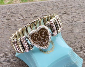 1940s Sweetheart Expansion Bracelet American Queen Pitman and