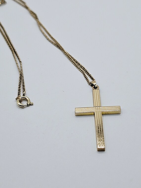 Nice Vintage Gold-Filled Cross Pendant Necklace - image 2