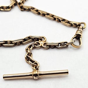 Vintage Gold-filled Pocket Watch Albert Chain, T-bar Fob, 11  display picture 3