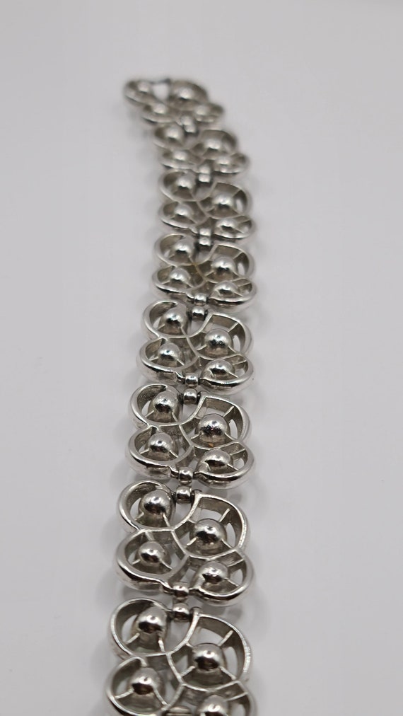 Wide Silver-Tone Trifari Bracelet with Pale Blue/… - image 8