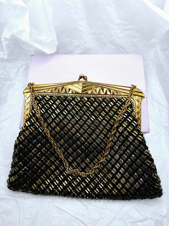 Beautiful Black and Gold Beaded Whiting and Davis… - image 4