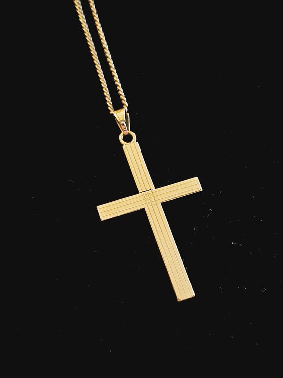 Nice Vintage Gold-Filled Cross Pendant Necklace - image 3