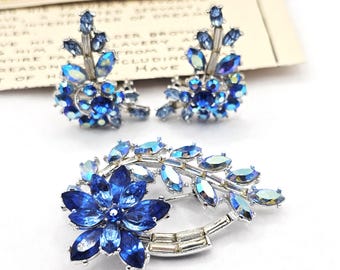 SARAH COVENTRY Jewelry Set: Flower Brooch & Clip Earrings - Etsy