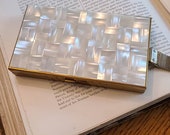 Awesome Mother of Pearl Dance Compact with Mesh Wrist Strap