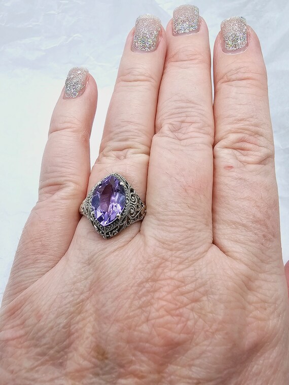 Beautiful Sterling Silver Filigree and Amethyst V… - image 5