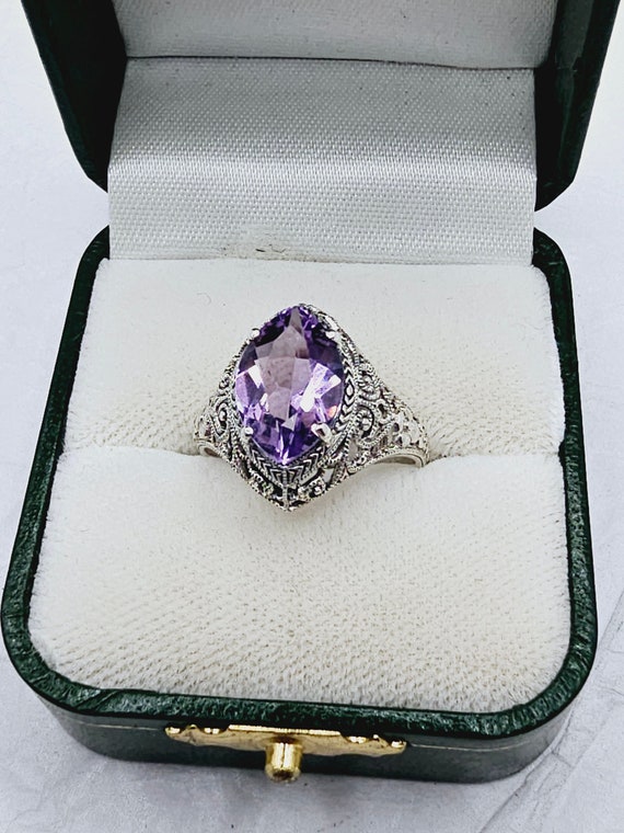 Beautiful Sterling Silver Filigree and Amethyst V… - image 1