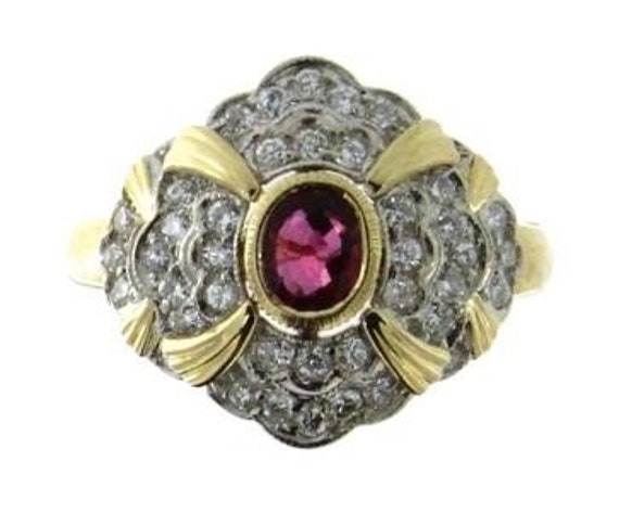 Stunning 18KT Yellow Gold, Natural Ruby and Diamo… - image 2