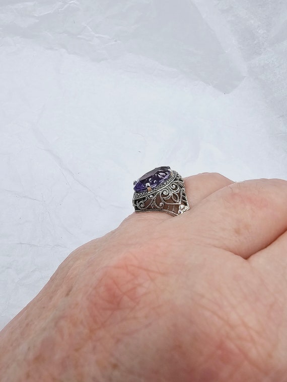 Beautiful Sterling Silver Filigree and Amethyst V… - image 6