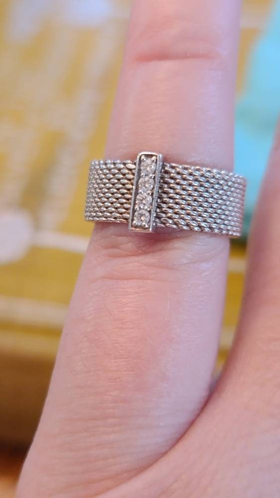 Tiffany and Co. Somerset Diamond Mesh Band Ring For Sale at 1stDibs | tiffany  somerset ring with diamonds, tiffany mesh ring with diamonds, tiffany and  co somerset ring