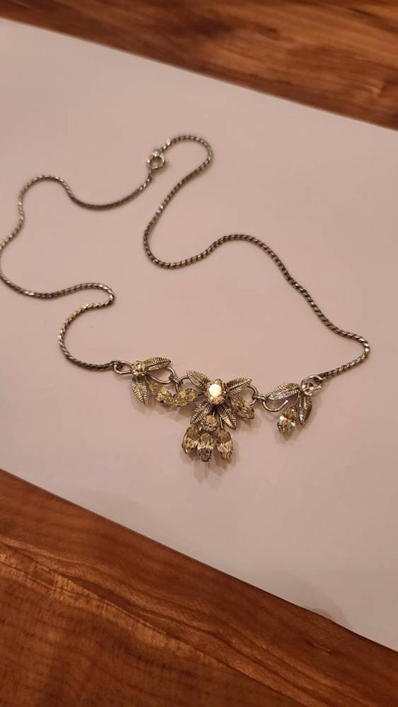 Van Dell Sterling Clear Rhinestone Lavalier Neckla