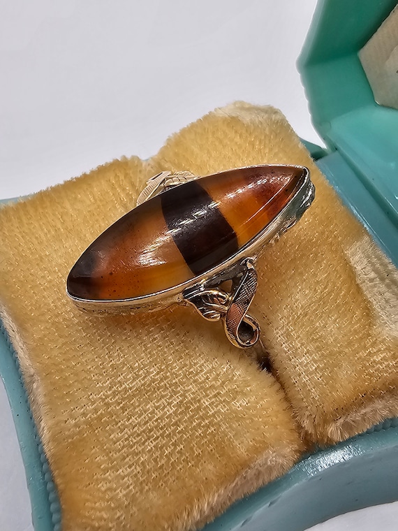 Vintage Banded Agate 10K Gold Filled and Sterling… - image 2