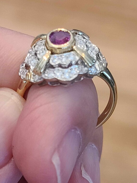 Stunning 18KT Yellow Gold, Natural Ruby and Diamo… - image 4