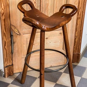 Original Sergio Rodrigues - Barstool model &#39;Marbella&#39; - Manufactured by Confonorm - Spanish brutalism 1970s