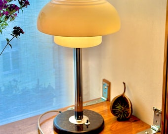 Bauhaus Table Light with two Opaque Glas Schades 1930s