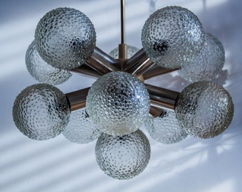 Great ATOMIC SPUTNIK 1960s STARBURST Chandelier Pendant Light Fixture 11 Glass Bubble Globes