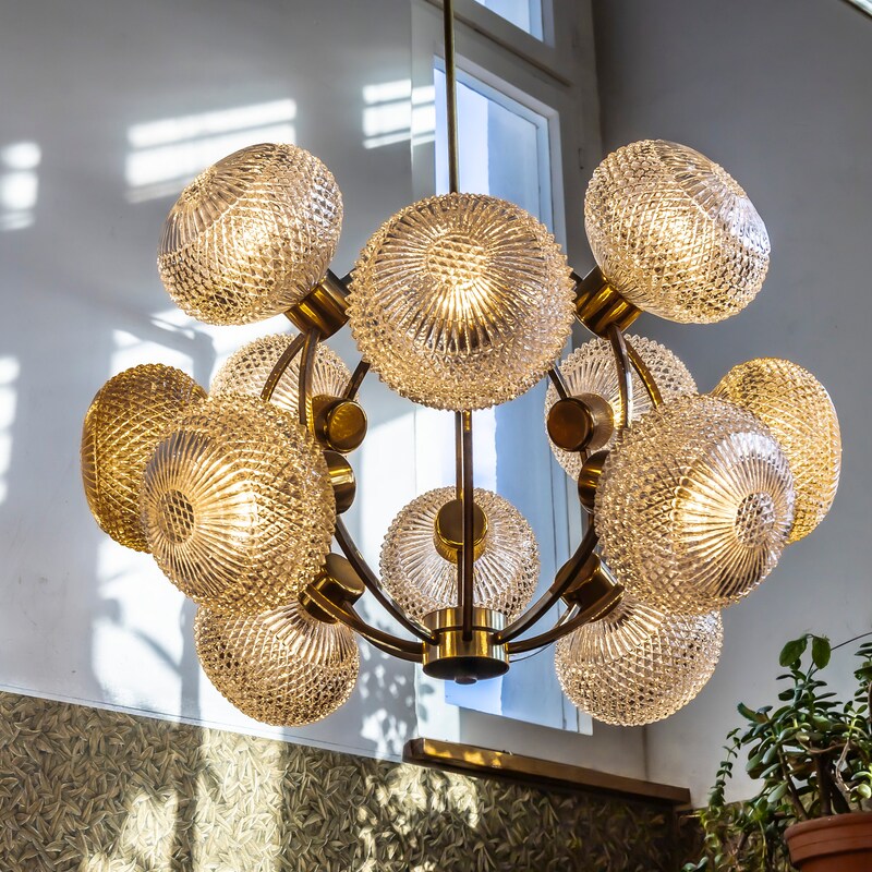 Brass Globe Chandelier - Etsy