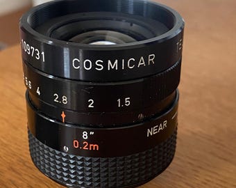 Vintage Cosmicar Fernseh-Objektiv 8,5 mm 8,5 mm 1:1,5 1,5 C-Mount