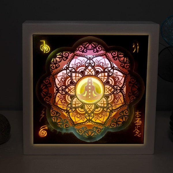 Mandala02 Chakras symbols, template SVG, Light up shadow box, Night light, Mood Light Mandala02 Chakras symbols, template SVG, Light up shadow box, Night light, Mood Light