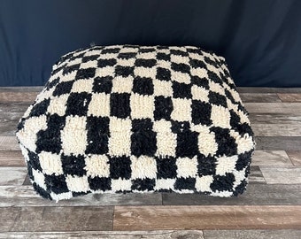 Experience True Comfort and Style with Authentic Moroccan Wool Poufs – The Perfect Home Accent for Cozy Elegance.",(24*24*8 inches)