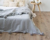 FREE SHIPPING Moroccan blanket, pom blankets,bed spread,moroccan throw blanket,cotton moroccan bedding,throw blankets,berber moroccan decor