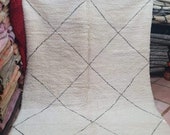 Beni ourain rug- Authentic Moroccan Rug- Large Moroccan Rug- White with Black Rug- Custom rug Custom Beni Ourain rug- Beni Rug-