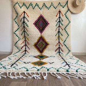 Teppich für Wohnzimmer , Handgemachter Teppich , Wollteppich , Beni Ourain Teppich , Berberteppich 200x300