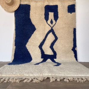 Authentic Beni ourain rug , Woven Handmade rug , Custom Blue Rug , Rug For Living Room , Wool Berber rug , Large Area rug , Moroccan carpet