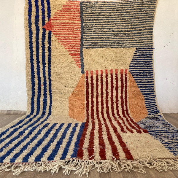 Alfombra marroquí colorida anudada a mano – Alfombra bereber de lana de 9x12