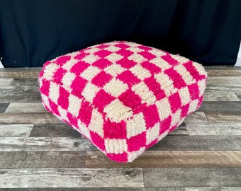 Experience True Comfort and Style with Authentic Moroccan Wool Poufs – The Perfect Home Accent for Cozy Elegance.",(24*24*8 inches)