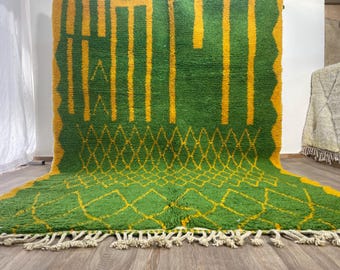 Handmade Green Moroccan Wool Rug – Bohemian Berber Carpet