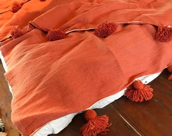MANTA MARROQUÍ TEJIDA Manta - Manta de tiro - Mantas de algodón - Regalo de inauguración de la casa - Manta bohemia - Cubrecama - Manta marroquí - Manta para dormitorio