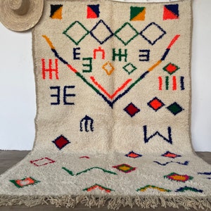 Teppich für Wohnzimmer , Handgemachter Teppich , Wollteppich , Beni Ourain Teppich , Berberteppich 200x300