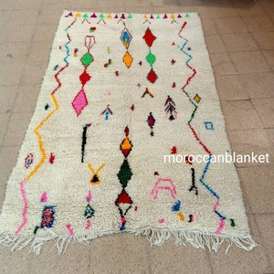 MOROCCAN RUG 8x10,Green rug,Blue rug, Pink rug,Orange rug ,gifts,Beni Ourain Rug,Morrocan rug,white rug,Beni ourain rug 8x10,Morocco 70s rug image 2