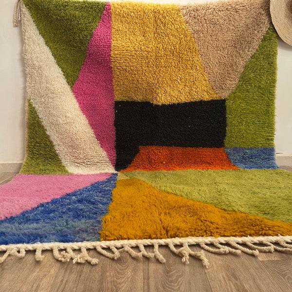 Multicolor Rug For Living Room , Handmade Morrocan Rug , Custom Area Rug , Berber Wool Rug , Colorful Moroccan Rug 8x10