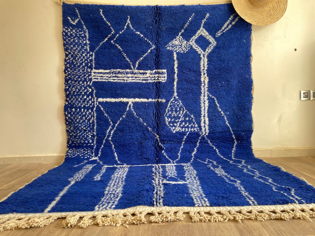Moroccan Rug , Blue Beni Ourain Rug , Berber Rug , Wool Rug , Area Rug ...