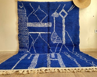 Blue Beni Ourain Moroccan Rug, Wool Berber Rug, Handmade