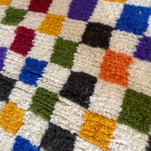 Beautiful Beni Ourain Rug Checkered rug Moroccan Handmade Rug Sheep Wool Rug Genuine Wool rug Tapis berbere colorful rugs image 2