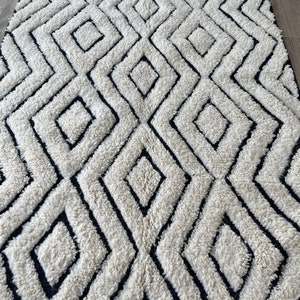 Moroccan rug 8x10 , Hand made rugs , White Berber carpet