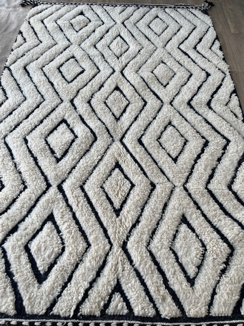 Moroccan rug 8x10 , Hand made rugs , White Berber carpet