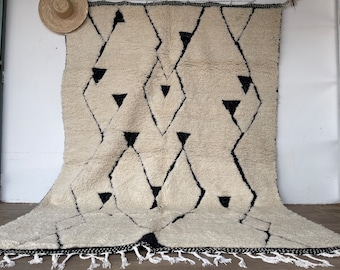 Wool Beni Ourain Rug, Moroccan Berber Carpet, Custom Size