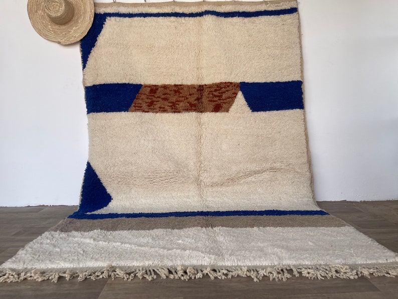 Moroccan rug , Handmade Beni ourain rug , Rug For Living Room , Berber Wool Area Rugs , Colorful Moroccan Rug , Custom Area rug , Boho rug