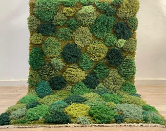 Handmade Moss Rug, Tufted Berber Wool, Moroccan Rug