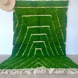 Green Beni ourain rug 5x8 - Moroccan size rug  Berber Moroccan rug - Handmade rug - Rug For Living Room - Morocco rug - Genuine lamp rug