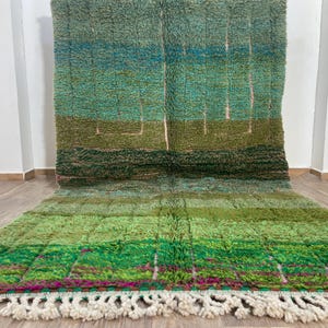 Handmade Moroccan Rug , Custom Morrocan Rug , Moss Rug , Tufted Green Grass Gardening Shape Rug , Rug For Living Room, Berber Wool Area Rugs
